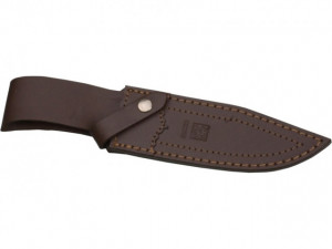 Cutit de vanatoare Joker CO 46 Gamo Inox cu tais de 15.5 cm, maner din lemn, in husa piele maro