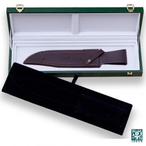 Cutit de vanatoare Joker CTJ101 Bowie | maner din lemn | serie unica | husa piele maro | lama 25.5 cm