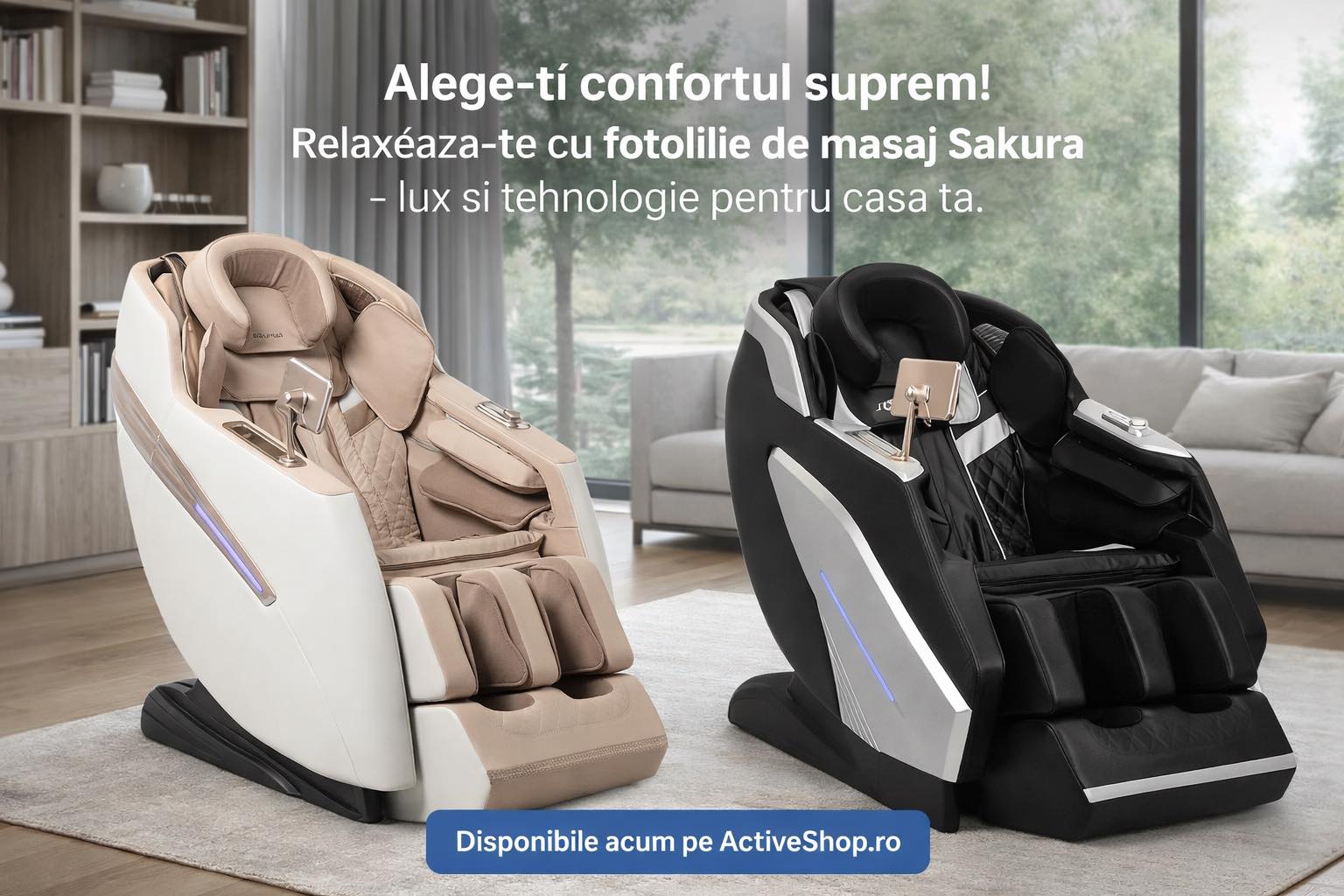 💆 Fotoliu de masaj Sakura – experiență premium pentru relaxare, recuperare și confort acasă