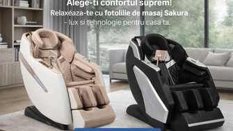 💆 Fotoliu de masaj Sakura – experiență premium pentru relaxare, recuperare și confort acasă