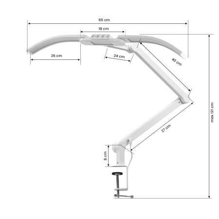 Lampă de manichiură strălucitoare L05 curbată pentru blat, albă - Img 3
