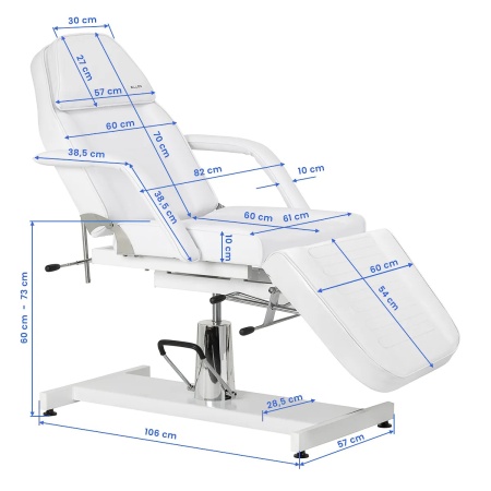 Scaun cosmetic hidraulic Sillon 210 cu suport alb - Img 3