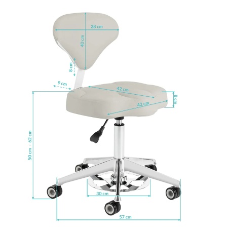 Scaun cosmetic Azzurro 156-F gri cu suport pentru scaun - Img 4