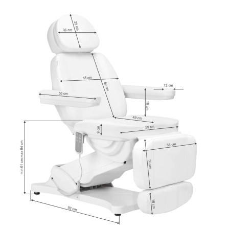 Scaun cosmetic electric Sillon Clasic 3 motoare alb - Img 3