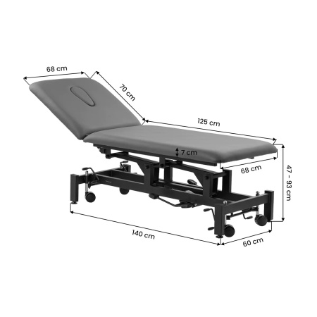 Masă hidraulică de reabilitare pentru masaj și fizioterapie Balance Solidum 5 gri - Img 12