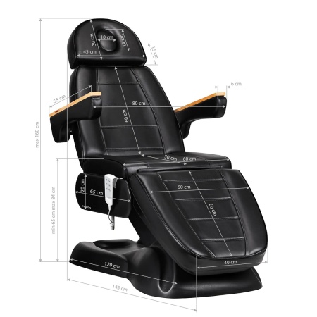 Scaun cosmetic electric SILLON Lux 273B 3 actuatoare negru - Img 4