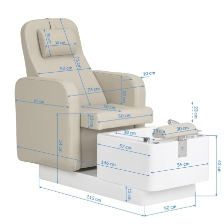 Scaun de pedichiură SPA Sillon Elysia crem - Img 3