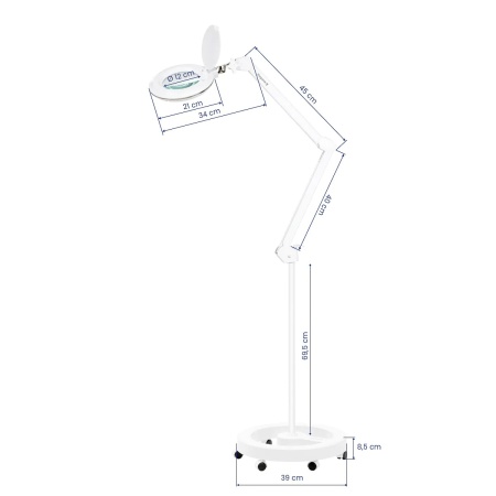 Lampă cu lupă Elegante 6031 cu 60 de LED-uri 3D SMD, completă cu suport reglabil și control al intensității luminii - Img 4