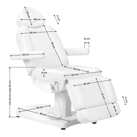 Scaun cosmetic electric Azzurro 803D cu 3 motoare, alb - Img 4