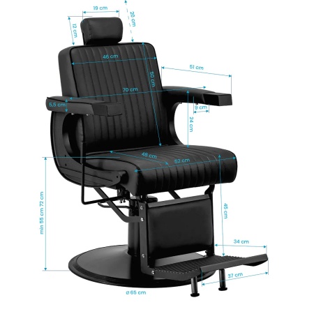 Scaun de frizerie Gabbiano Visionerio negru cu cadru negru - Img 3
