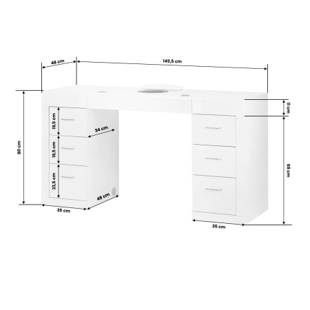Masă cosmetică 324 cu absorbant de praf alba - Img 4