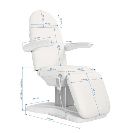 Scaun cosmetic electric Sillon Eclipse 4 actuatoare alb - Img 3