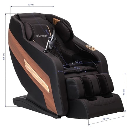 Scaun de masaj Sakura 306A cu lemn și piele - Img 2