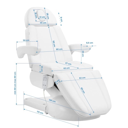 Fotoliu cosmetic Azzurro Lux 3m alb cu încălzire - Img 2
