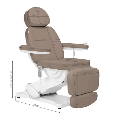 Scaun cosmetic electric Sillon Clasic 3 motoare maro - Img 3