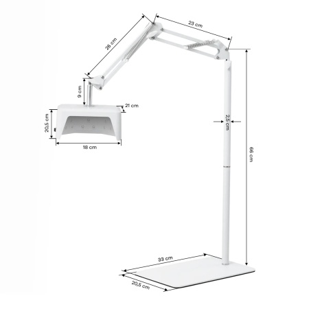 Lampă UV LED Glow 112 cu bază metalică 48W pentru pedichiură pe stativ - Img 3