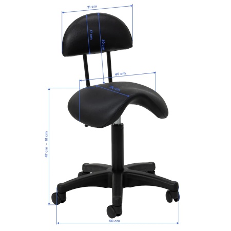 Scaun cosmetic 6001 negru cu bază neagră - Img 2