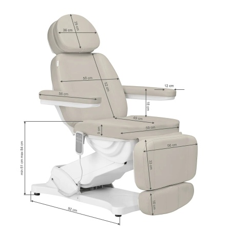 Scaun cosmetic electric Sillon Clasic cu 3 motoare, bej - Img 3