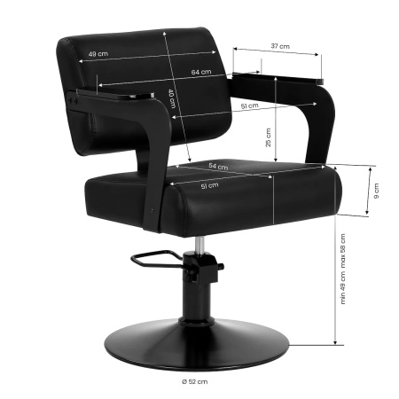 Scaun de coafură Hair System Jet noir negru - Img 3