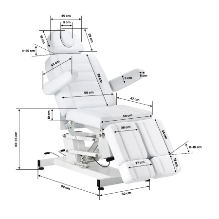 Scaun electric de pedichiură Azzurro 706 1 motor alb - Img 2