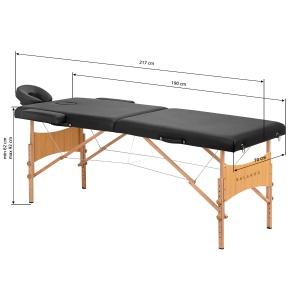 Masă de masaj pliabilă BALANCE din lemn cu 2 segmente 190x70 neagră - Img 2