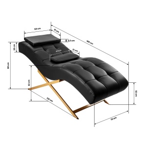 Scaun de tratament pentru gene Sillon negru cu bază aurie - Img 3