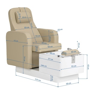 Scaun pedichiură SPA Sillon Elysia bej - Img 4