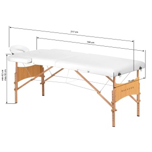 Masă de masaj pliabilă din lemn BALANCE cu 2 segmente 190x70 albă - Img 4