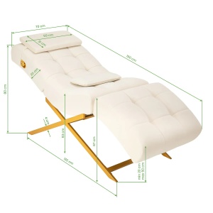 Scaun de tratament pentru gene Sillon Umbra alb cu bază aurie - Img 5
