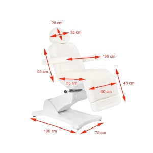 Scaun cosmetic electric Azzurro 869A rotativ cu 4 motoare, alb - Img 7