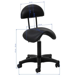 Scaun cosmetic 6001 negru cu bază neagră - Img 2