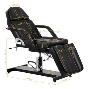 Scaun de pedichiură hidraulic Sillon 210 cu funcție de balansare și suport pentru picioare divizat, negru - Img 4