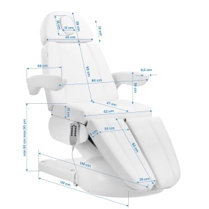 Scaun cosmetic electric Azzurro Lux pentru pedichiură, 5m, alb - Img 2