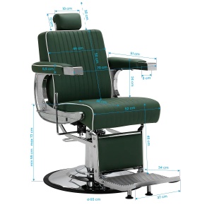 Scaun de frizerie Gabbiano Visionerio, cadru cromat verde - Img 3