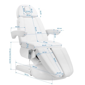 Scaun electric Azzurro Lux pentru pedichiură, 3 m, alb - Img 2