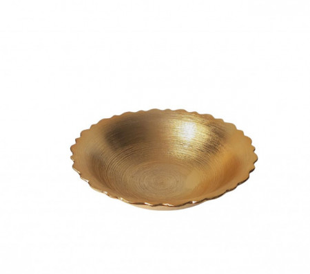 Bol cu striatii auriu,margini ondulate D25cm - Img 2