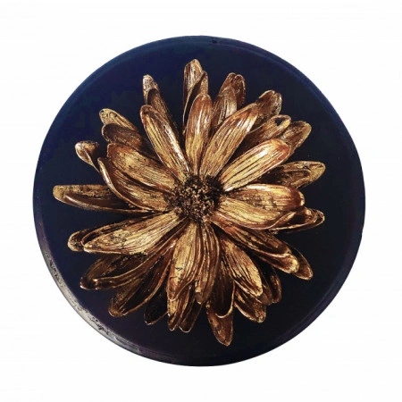 Caseta bijuterii,cutie decorativa lemn cu motive florale in relief pe capac,D20cm - Img 4