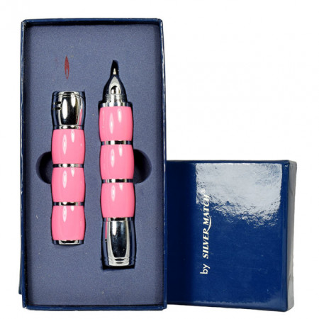 Set Caprice, bricheta si pix, sistem aprindere piezoelectric, pix cu mina metalica, cutie cadou, recomandat persoanelor de sex feminin