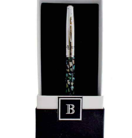 Pix Balmain marmorat sidef cu capac argintiu cromat in cutie cadou alba cu neagru, carton  dur