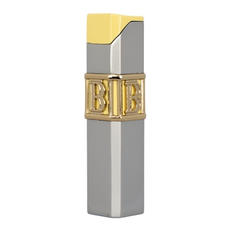 Bricheta de lux Balmain, reincarcabila de culoare argintie , forma patrulater, inel  auriu,