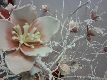 Floare decorativa, creanga Magnolie roz L 85cm - Img 6