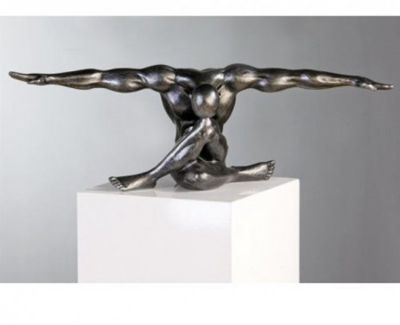 Statueta barbat in echilibru,argintiu L61cm