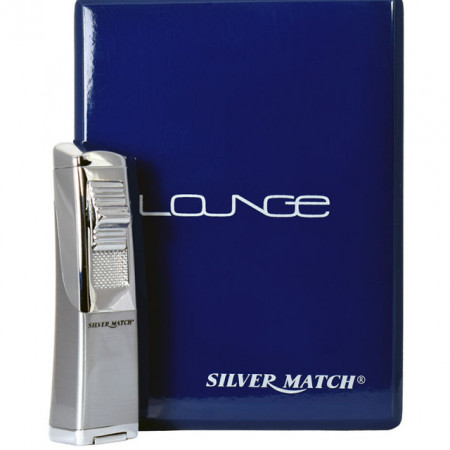 Brichetă Silver Match Lounge, turbo, metalica, cutie cadou din lemn culoare bleu navy