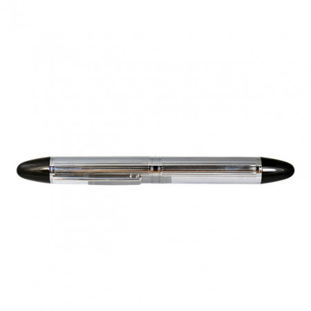 Roller Jean Louis Scherrer argintiu metalic cu striații liniare, pe fond alb si pozitie culcata