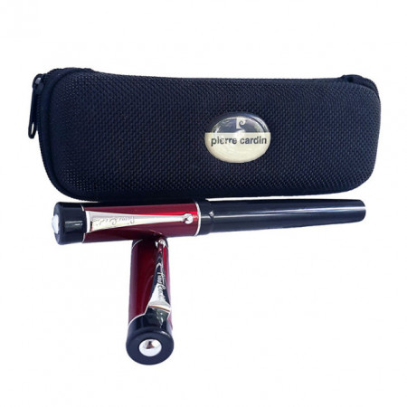 Set pix și roller Pierre Cardin bordeaux satinat și negru, prezentare in combinatie cu etui de culoare neagra