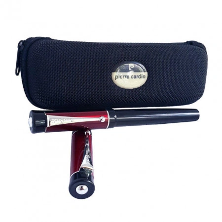 Set pix și roller Pierre Cardin bordeaux satinat și negru, prezentare in combinatie cu etui de culoare neagra