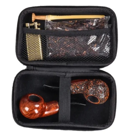 Etui pentru 2 pipe si accesorii, borseta de calatorie