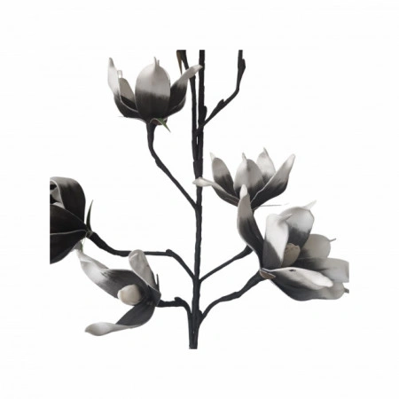 Floare decorativa creanga magnolie,sapte flori alb-negru,foam ,H100cm - Img 3