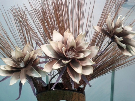 Floare decorativa Dalie maro,floare artificiala foam L90 cm - Img 5