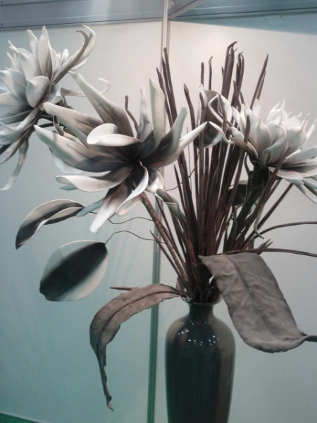 Floare decorativa ,floare artificiala foam Dahlia, maron-taupe ,L90cm - Img 5